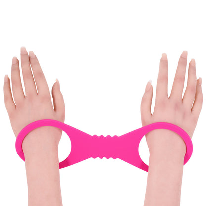 Sex & Mischief Large Hot Pink Silicone Cuffs - Hot Pink Large