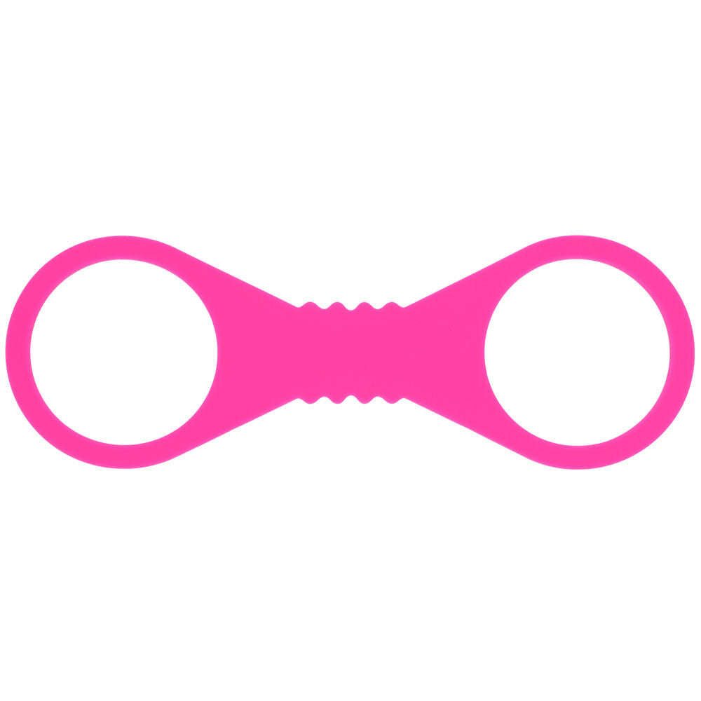 Sex & Mischief Large Hot Pink Silicone Cuffs - Hot Pink Large