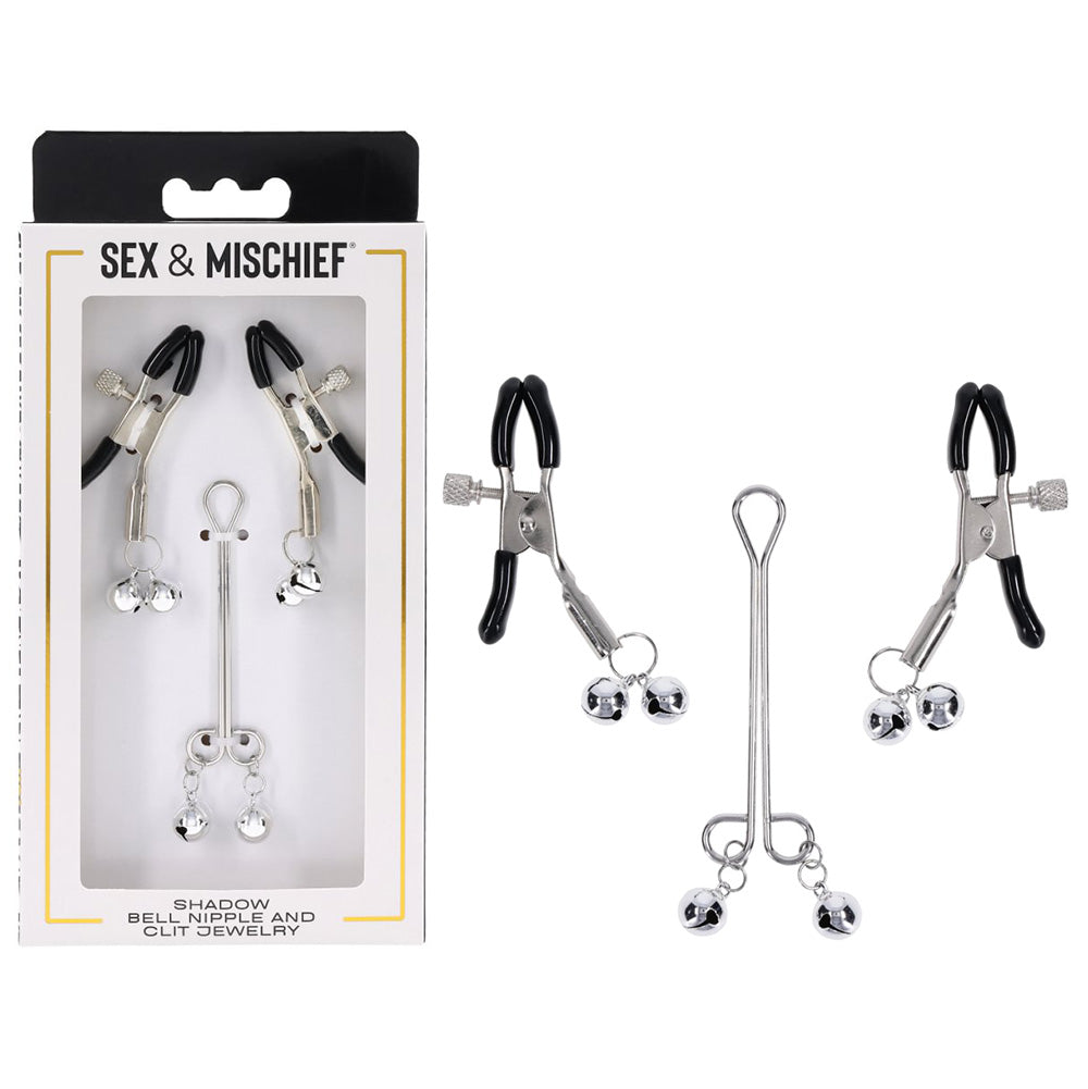 S&M Shadow Bell Nipple and Clit Jewelry - Metal Nipple Clamps