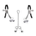 S&M Shadow Bell Nipple and Clit Jewelry - Metal Nipple Clamps and Clitoris Clamp
