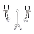 S&M Shadow Bell Nipple and Clit Jewelry - Metal Nipple Clamps and Clitoris Clamp