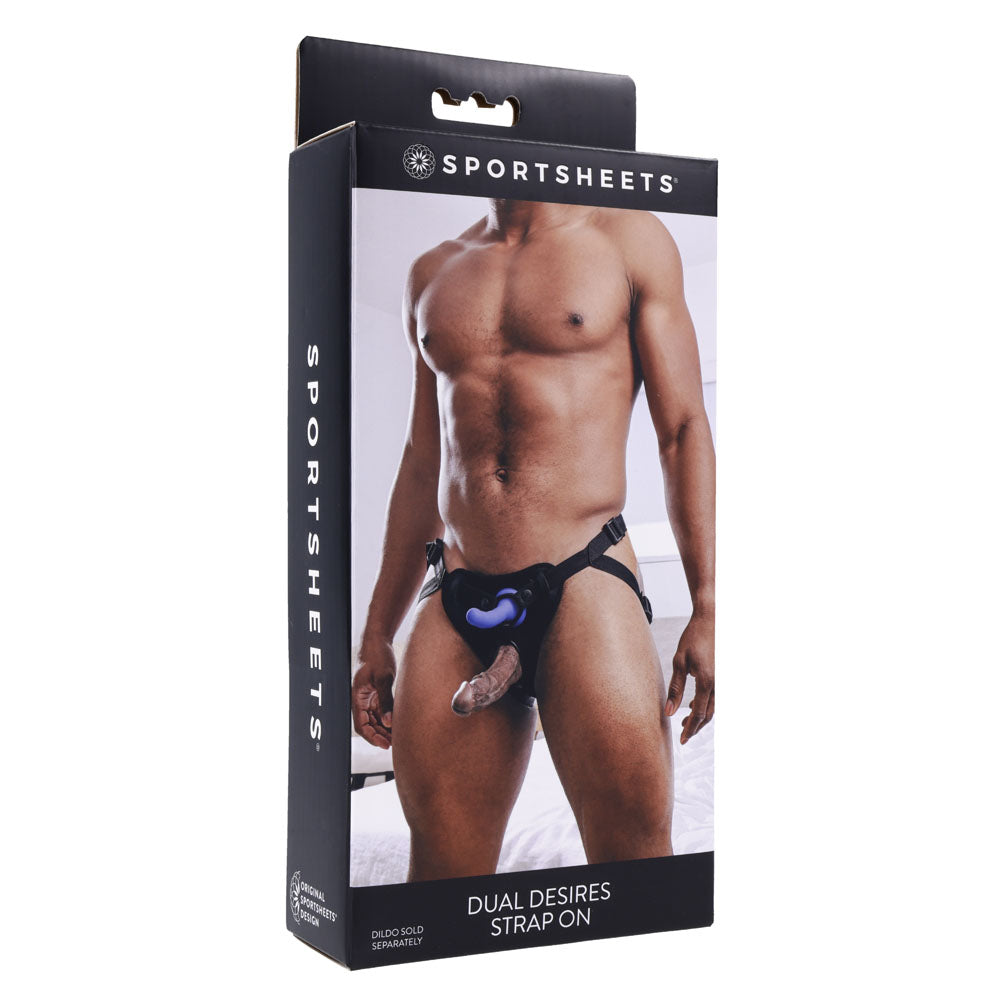 SPORTSHEETS Dual Desires Strap On - Black Adjustable Strap-On Harness