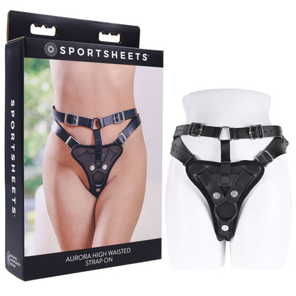 SPORTSHEETS Aurora High Waisted Strap On - Black Adjustable Strap-On