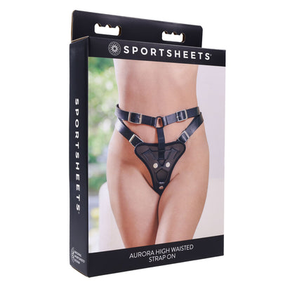 SPORTSHEETS Aurora High Waisted Strap On - Black Adjustable Strap-On