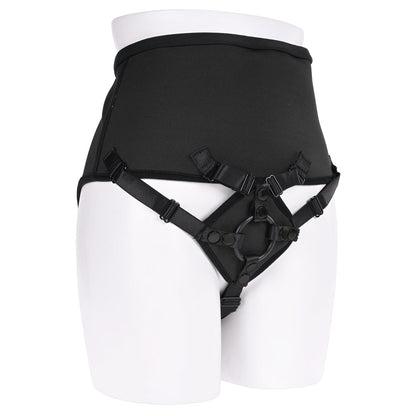 SPORTSHEETS High Waisted Corset Strap On - Black Adjustable Strap-On