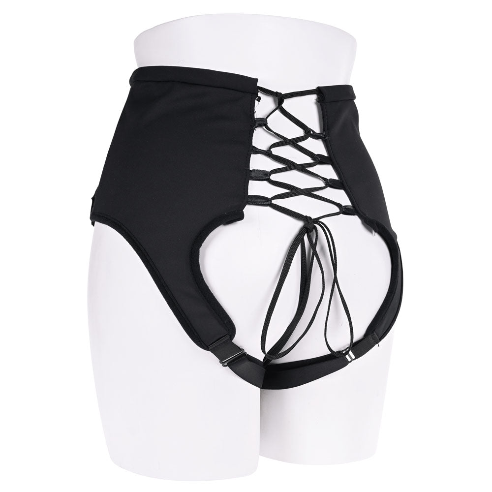 SPORTSHEETS High Waisted Corset Strap On - Black Adjustable Strap-On