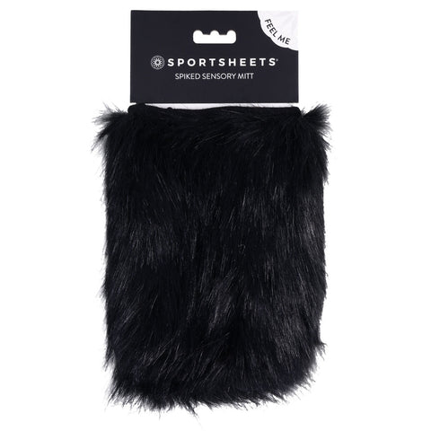 SPORTSHEETS Spiked Sensory Mitt - Black Furry Mitt with Spikes - Image 1
