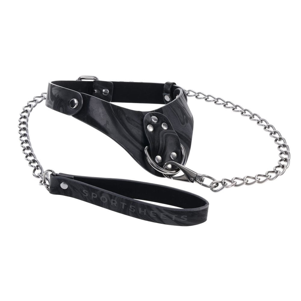 SPORTSHEETS Velvet Noir Collar & Leash - Black Restraint & Leash