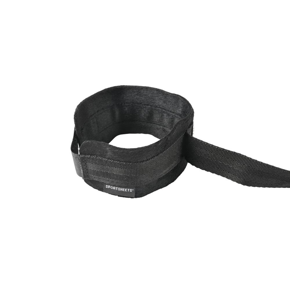 SPORTSHEETS Velvet Noir Adjustable Hog Tie & Cuff Set - Black