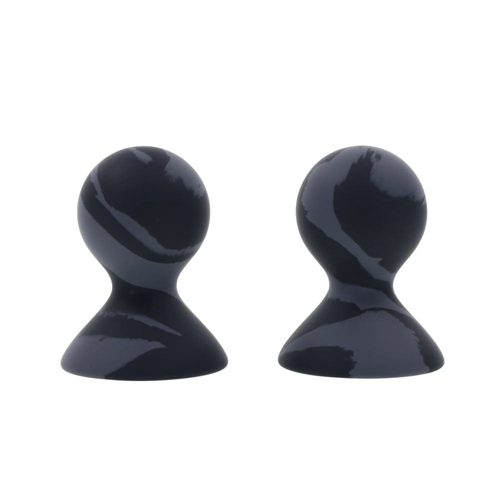SPORTSHEETS Velvet Noir Silicone Nipple Suckers - Black/Grey Nipple