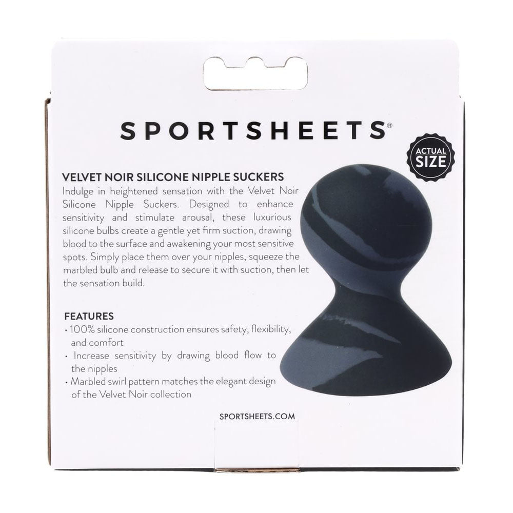 SPORTSHEETS Velvet Noir Silicone Nipple Suckers - Black/Grey Nipple