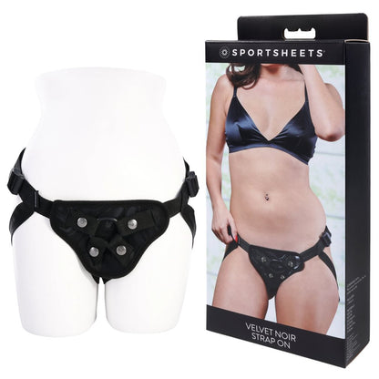 SPORTSHEETS Velvet Noir Strap On - Black Adjustable Strap-On Harness