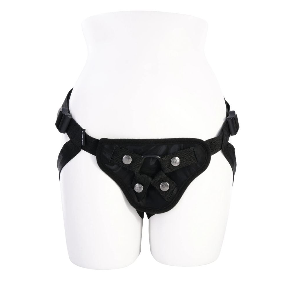 SPORTSHEETS Velvet Noir Strap On - Black Adjustable Strap-On Harness