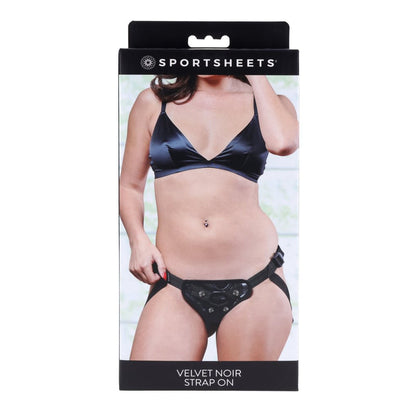 SPORTSHEETS Velvet Noir Strap On - Black Adjustable Strap-On Harness