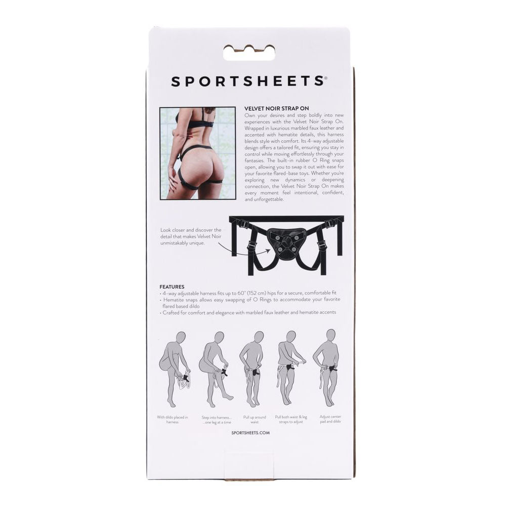 SPORTSHEETS Velvet Noir Strap On - Black Adjustable Strap-On Harness