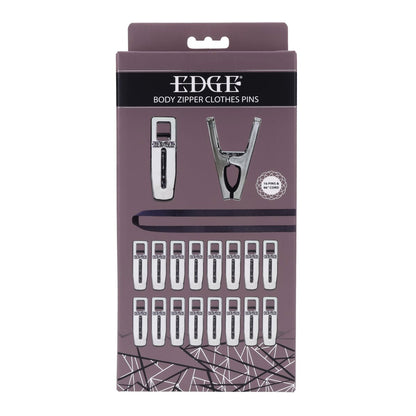 EDGE Body Zipper Clothes Pins - Chrome Chrome Pins - Set of 16