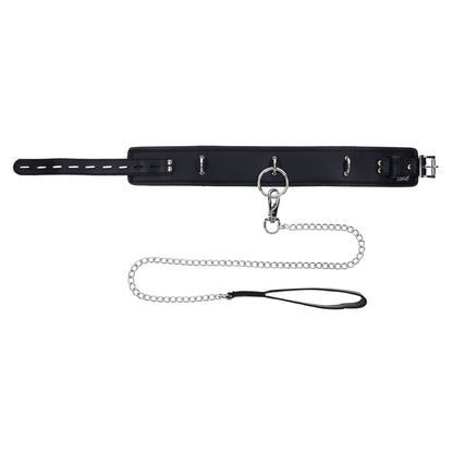 EDGE Collar & Leash - Black Neck Restraint with Heavy Duty Metal Leash