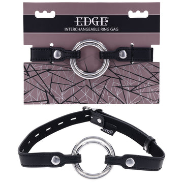 EDGE Interchangeable Ring Gag - Black Mouth Gag Restraint with 2 Interchangeable Pieces