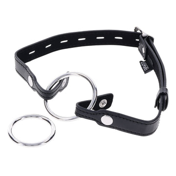 EDGE Interchangeable Ring Gag - Black Mouth Gag Restraint with 2 Interchangeable Pieces