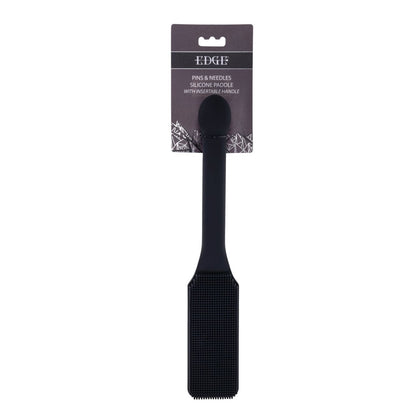 EDGE Pins & Needles Silicone Paddle - Black Spanking Paddle with Insertable Handle