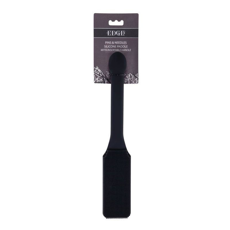 EDGE Pins & Needles Silicone Paddle - Black Spanking Paddle with Insertable Handle
