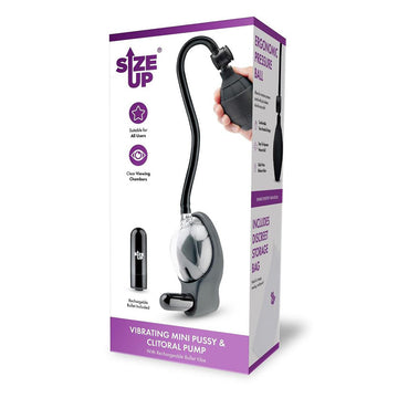 Size Up Vibrating Mini Pussy & Clitoral Pump - Clear USB Rechargeable Vibrating Vaginal and Clitoral Pump