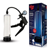 Size Up Ergonomic Trigger Penis Pump with Pressure Gauge - Clear Penis Pump - Image 1