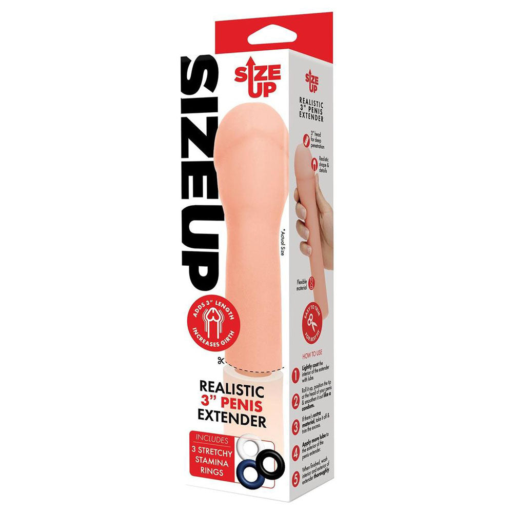 Size Up Realistic 3'' Penis Extender - Flesh (3'') Penis Extension