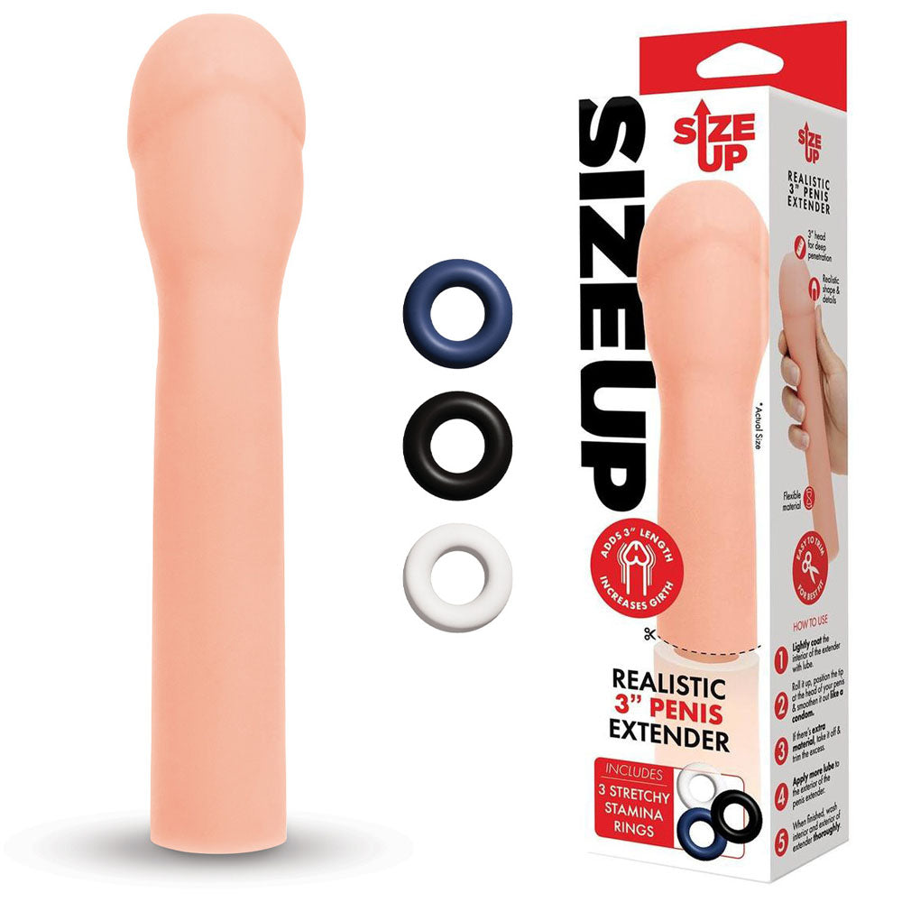 Size Up Realistic 3'' Penis Extender - Flesh (3'') Penis Extension