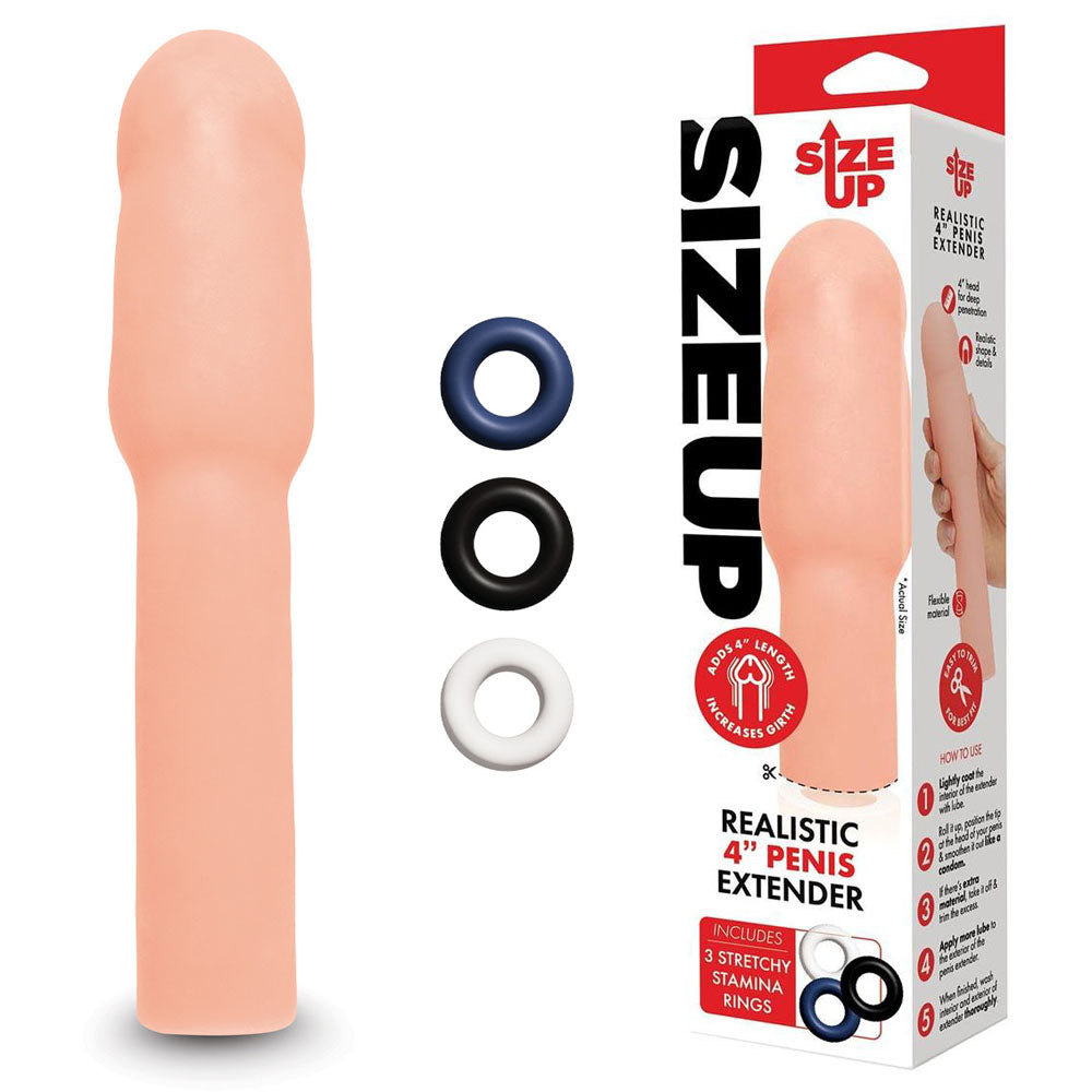 Size Up Realistic 4 Inch Penis Extender - Flesh (4'') Penis Extension