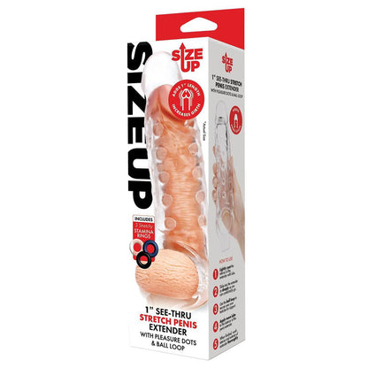 Size Up 1 Inch See-Thru Stretch Penis Extender - Clear (1'') Penis