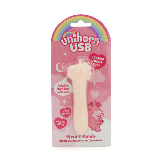 Unihorn USB Bullet. Studio photo of the pink bullet on a white background, wider framing.