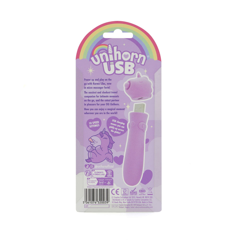 Unihorn - USB Bullet - Karma Lilac USB Rechargeable Vibrating Bullet