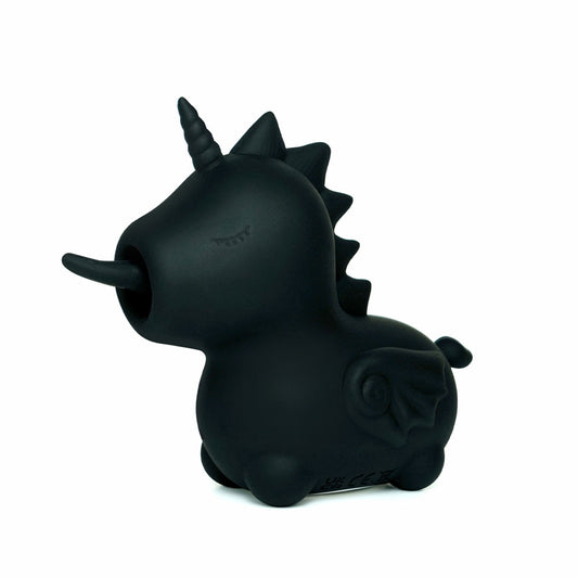 Black unicorn figurine with a white background