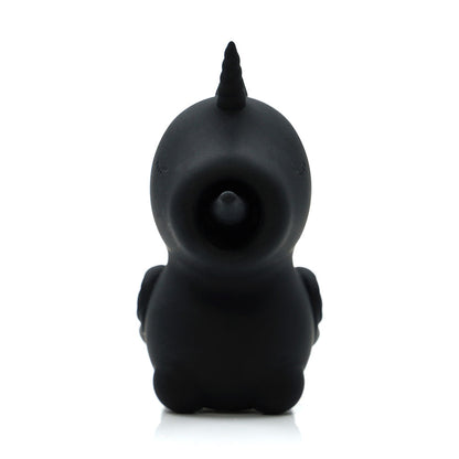 Black silicone product with a pointed feature on a white background