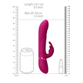 Measurement chart showing a pink object with a ruler and size indicators.