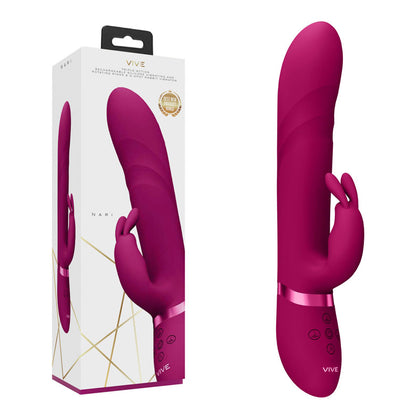 Pink electronic device with 'Vive' branding next to its packaging on a white background