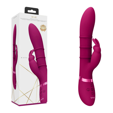 VIVE Sora - Pink - Pink 24.2 cm USB Rechargeable Rabbit Vibrator - Image 1