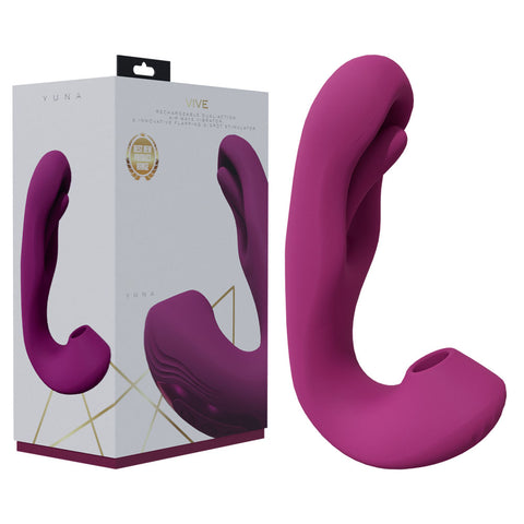VIVE Yuna - Pink - Pink USB Rechargeable Flapping Vibrator with Air Pulsation - Image 1