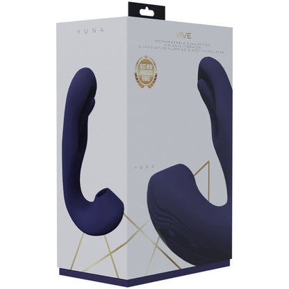 Product packaging with blue device on a white background