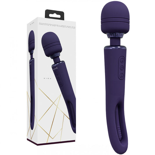 VIVE Kiku Purple 25.2 cm USB Rechargeable Massage Wand with Flapping Tip
