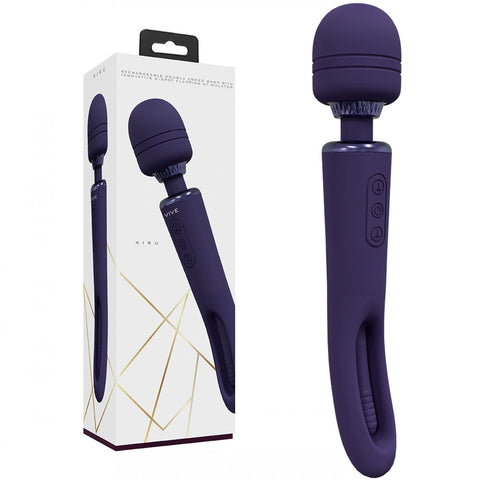 VIVE Kiku - Purple - Purple 25.2 cm USB Rechargeable Dual End Massage Wand with Flapping Tip - Image 1