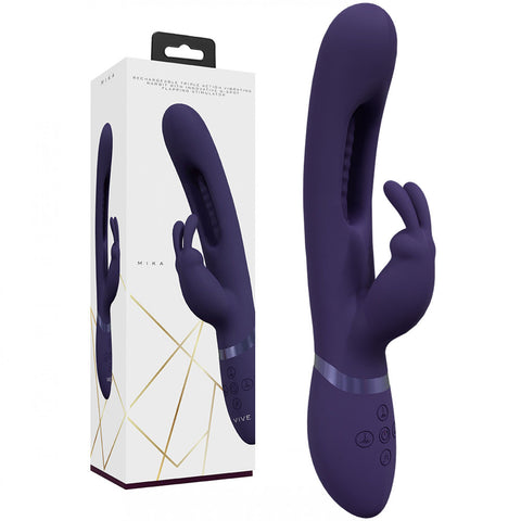 VIVE Mika - Purple - Purple 23.2 cm USB Rechargeable Rabbit Vibrator with Flapping Shaft - Image 1