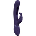 Purple silicone glove with digital controls on a white background