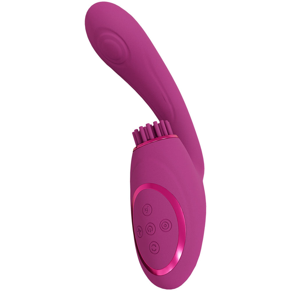 Pink electronic device with buttons on a white background