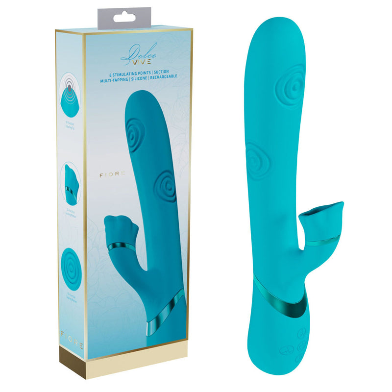 Turquoise silicone product with packaging on a white background