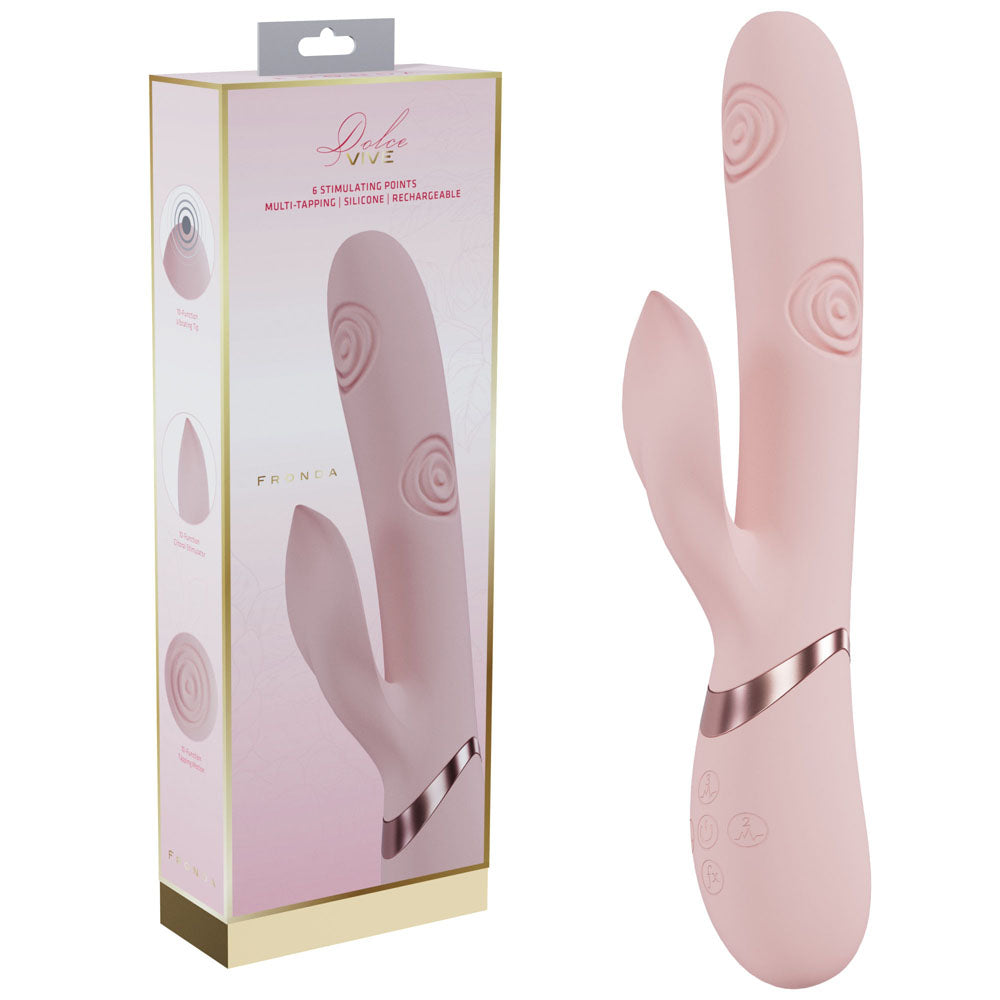 Pink silicone product with packaging on a white background