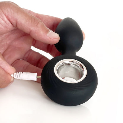 VERS Rechargeable Silicone Plug Vibe - Black 12.5 cm
