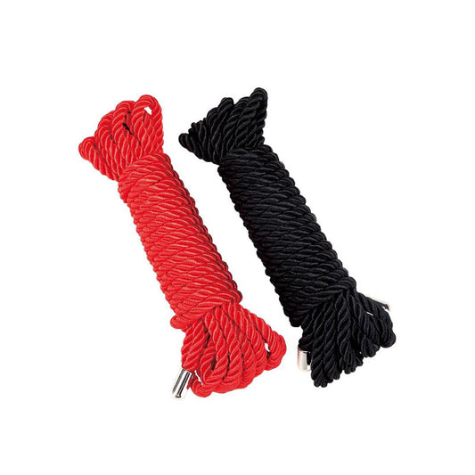 WhipSmart Heartbreaker 2 Pack Satin BDSM Rope - Black & Red Ropes
