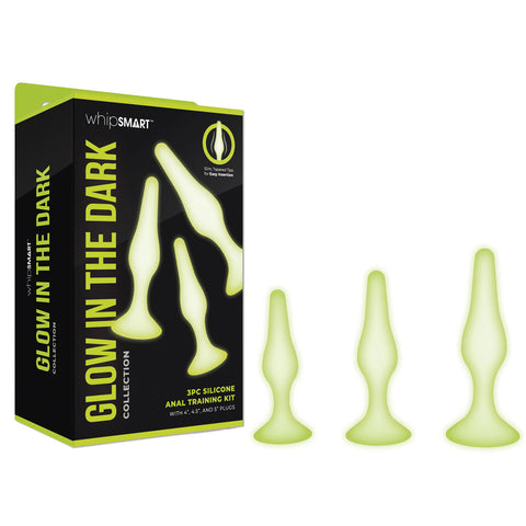 WhipSmart Glow In The Dark 3pc Anal Training Kit - Glow In Dark Butt Plugs - Set of 3 Sizes - Image 1